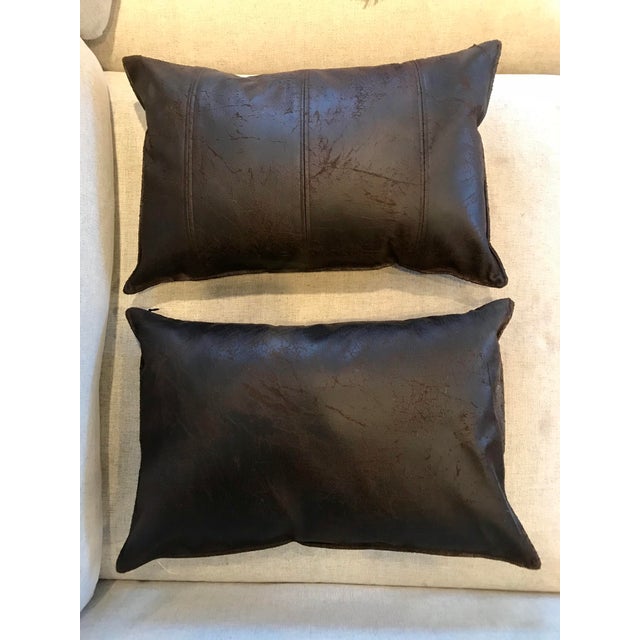 Faux Leather Lumbar Dark Brown Pillows A Pair Chairish