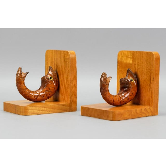 Hand Carved Sturgeons Wooden Bookends, Germany, 1970s, Set of 2 For Sale - Image 12 of 18