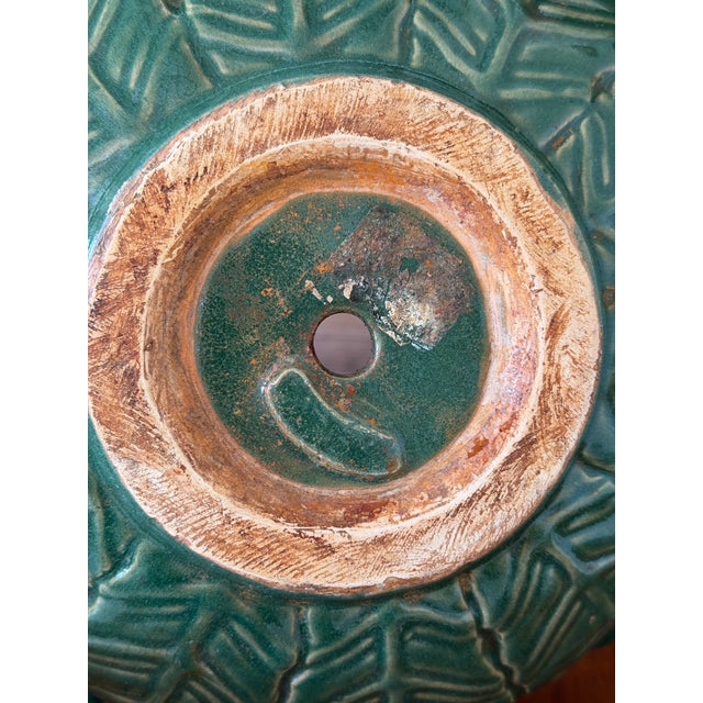 Pair of Early 20th Century Green Glazed Sculptural Leaf Motif Garden Planters For Sale - Image 10 of 12