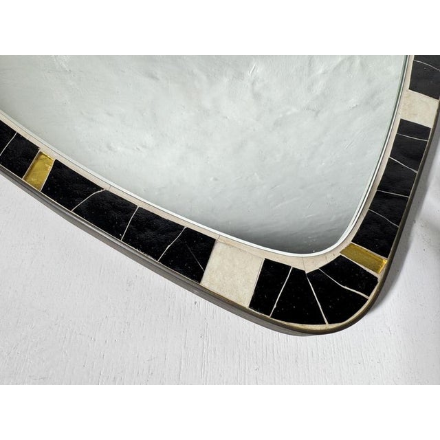 Mid-Century Modern Asymmetrical Mosaic and Brass Free-Form Mirror from Muller, 1950s For Sale - Image 14 of 18