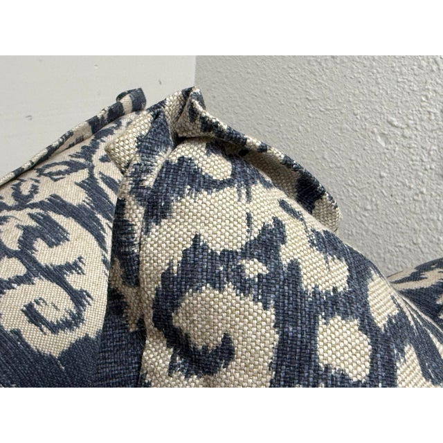 Bespoke Blue + Ivory Ikat Damask Throw Pillows, Pair For Sale - Image 12 of 12