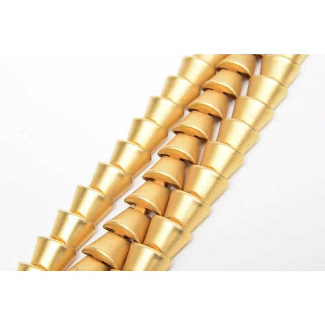 Modern Vintage Signed Marcy Feld Gold Plated 3 Row Cuff Bracelet 80's For Sale - Image 3 of 10