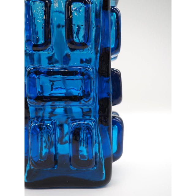 Glass Vintage Scandinavian Blue Glass Lamp from Pukeberg, Sweden, 1970s For Sale - Image 7 of 14