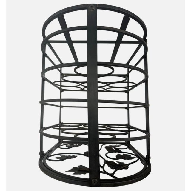 Vintage 90s Black Metal Ivy Wine Rack 9 Bottle Tabletop Display For Sale - Image 9 of 11