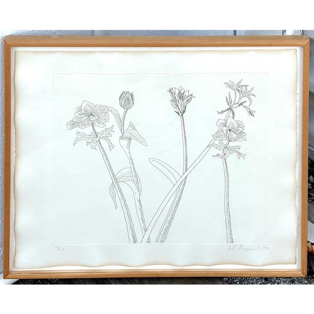 Ed Baynard, Zen Minimalist Flowers Etching American Modernist Ed Baynard Pop Art Print For Sale In Miami - Image 6 of 6