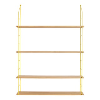 Yellow Shelving System with Wooden Shelves, 1970s For Sale