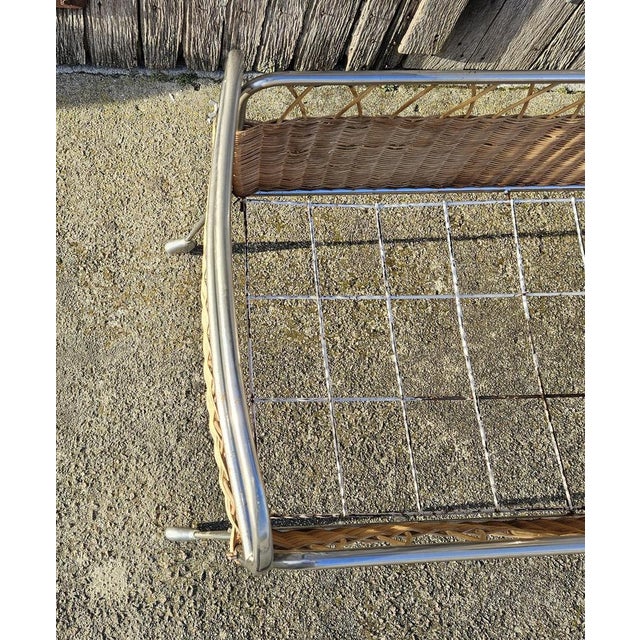 Mid-Century French Childrens Bed in Rattan and Chrome, 1960s For Sale - Image 9 of 18