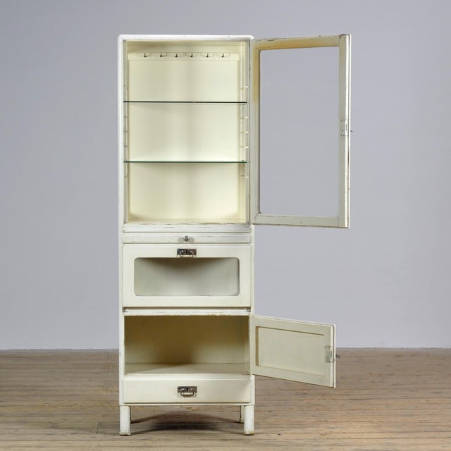 Industrial Vintage Wooden Medical Cabinet, 1930s For Sale - Image 3 of 13