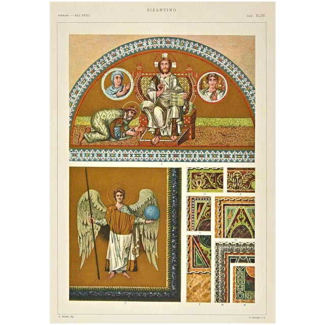 Byzantine Decorative Style is a print on ivory-colored paper realized by Andrea Alessio in the early 20th Century. Signed...