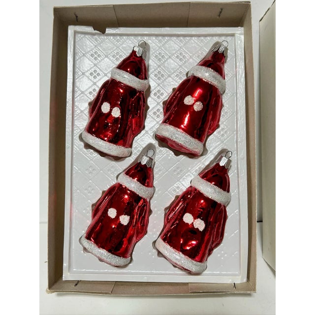1980s Vintage Mercury Glass Santa Christmas Ornaments With Mica Glitter – Set of 8 in Original Boxes For Sale - Image 5 of 9