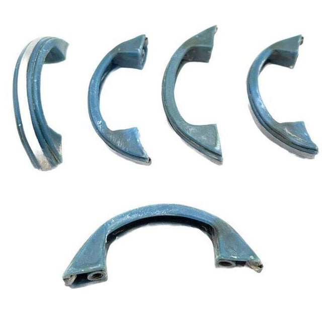 1930s Art Deco Sky Blue Bakelite Drawer Pulls W/ Chrome Strip, Set of 5 For Sale - Image 5 of 5