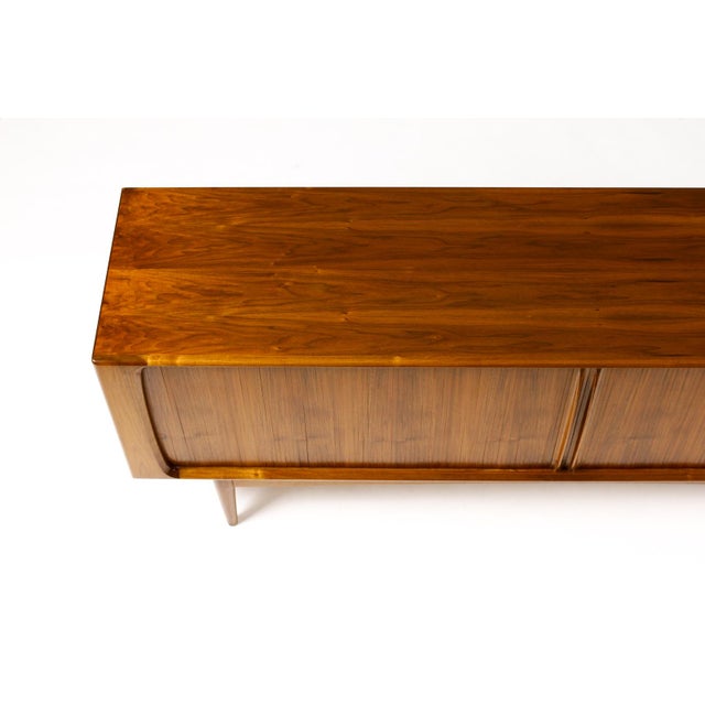 1960s Danish Modern Mid Century Walnut Tambour Door Credenza — Model #142 — Bernhard Pedersen & Son, Attributed For Sale - Image 10 of 11