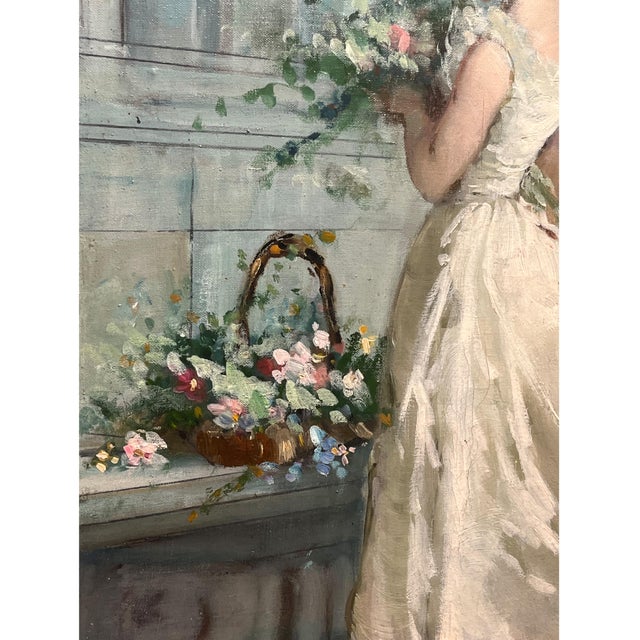 Blue Salvatore Postiglione, Pastime of a Young Lady from a Good Family, Oil on Canvas, 19th Century, Framed For Sale - Image 8 of 17