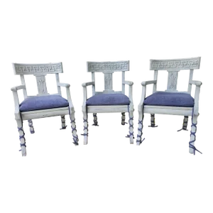 Set of 3 Vintage Klismos Style Armchairs From the 1990s