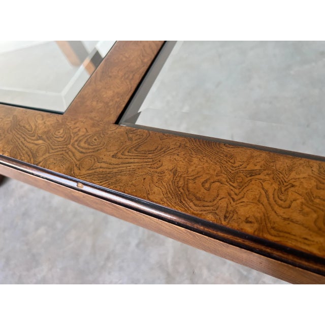 1970s Vintage John Widdicomb Burl Wood Glass Top Cocktail Table For Sale - Image 5 of 12