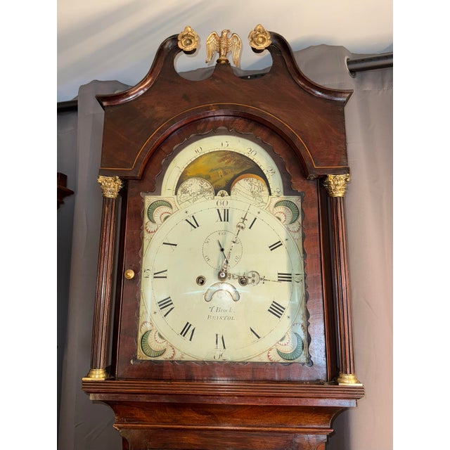 Wood 18th Century English Georgian Grandfather Clock With Moon Phase Dial For Sale - Image 7 of 12