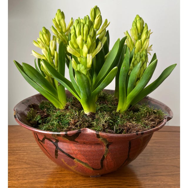 Boho Chic Vintage Studio Art Pottery Abstract Centerpiece Bowl For Sale - Image 3 of 7