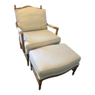 Late 20th Century Ethan Allen Chair & Ottoman For Sale