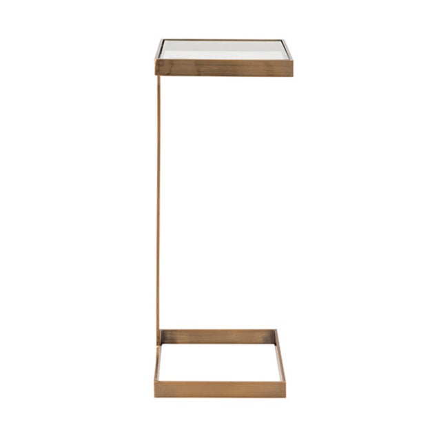 Contemporary Matthew Izzo Home Maisel Antique Brass and Mirror Top Cigar Table For Sale - Image 3 of 4