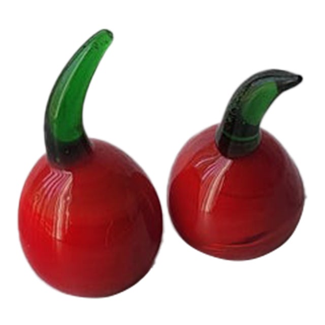 Pair of Vintage Blown Glass Cherries For Sale