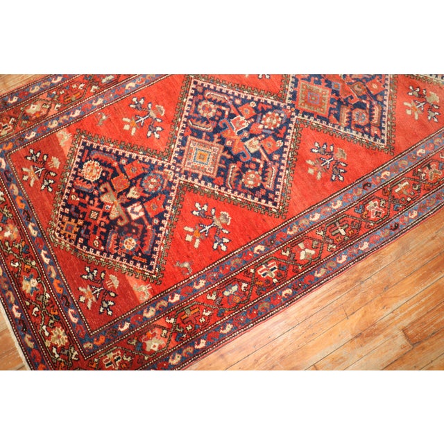 Orange Antique Geometric Persian Malayer Runner - 3'5" x 16'9" For Sale - Image 8 of 11