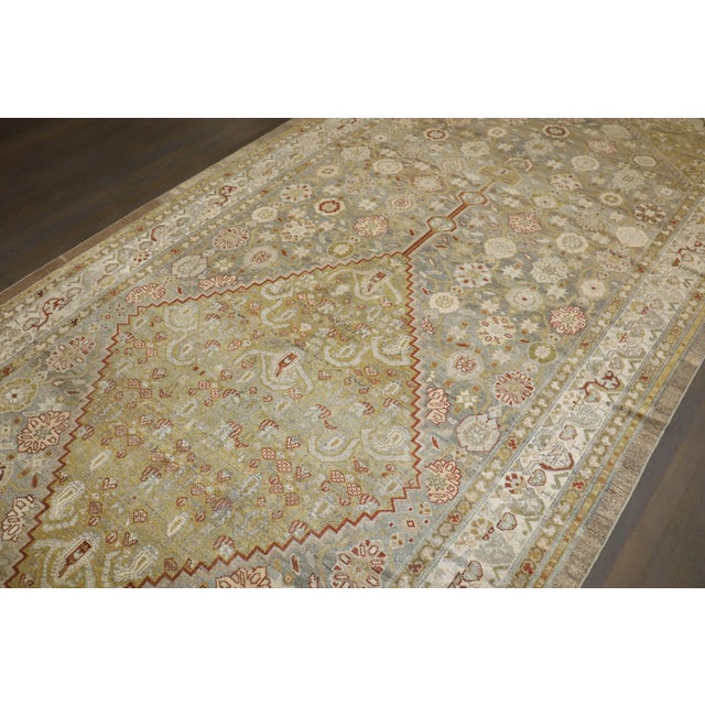 Persian Camel Soft Green Corridor Size Persian Serab Rug rug no.j4451 For Sale - Image 3 of 10
