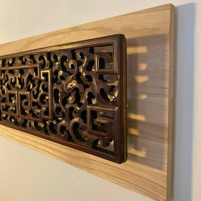 c.1880 Antique Chinese Carved Openwork Floral Panels – Chinoiserie Wall Art，Pair For Sale - Image 6 of 11