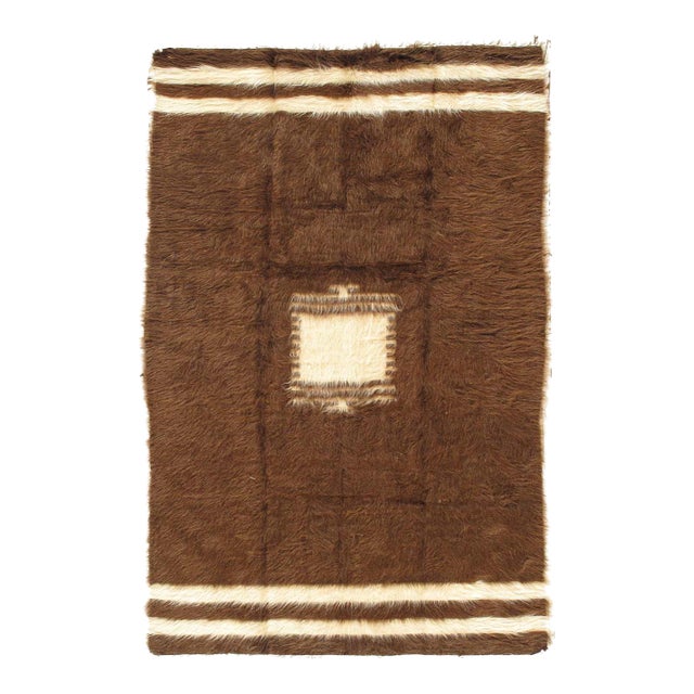 Antique Mohair Wool Navajo Design Rug For Sale