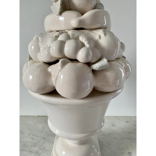 Mid 20th Century Mid-Century White Glazed Ceramic Fruit Topiary For Sale - Image 5 of 14