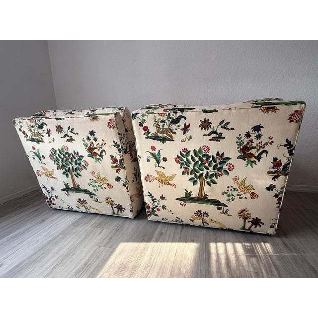 Pair Set 1990’s Lee Jofa Josef Frank Attributed Chairs For Sale - Image 11 of 11