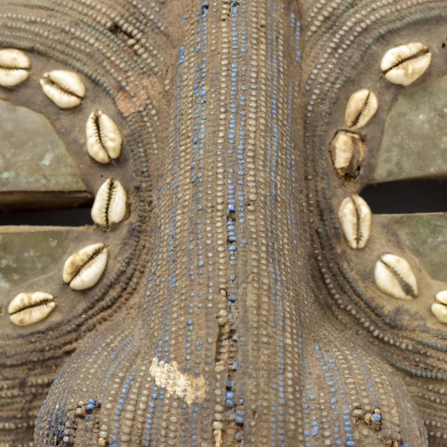 Early 20th Century Kota Beaded Face Mask with Cowrie Shells Gabon For Sale - Image 9 of 11