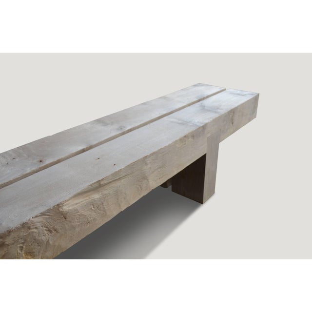 Andrianna Shamaris St. Barts Teak Wood Log Bench For Sale - Image 4 of 5