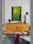 This is a striking and brilliant green large abstract oil painting on board measuring 72” high X 42” wide by well known...