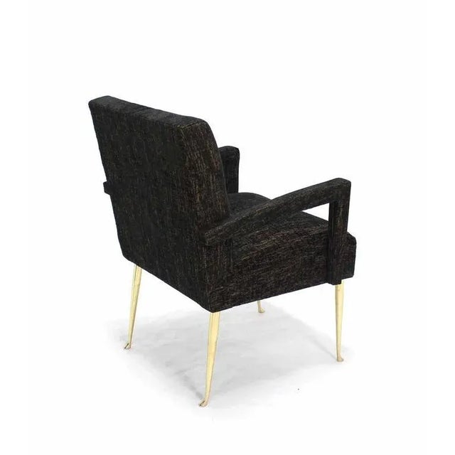 Metal Italian Mid Century Modern Armchairs on Solid Brass Legs - a Pair For Sale - Image 7 of 10