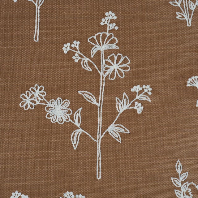 2020s Schumacher Lisbeth Embroidered Sisal Wallcovering In Brown For Sale - Image 5 of 6
