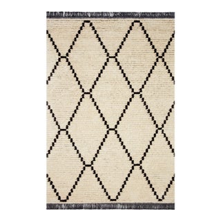 Chris Loves Julia x Loloi Alice Rug Cream / Charcoal Diamond 5'-2" x 7'-6" Area Rug For Sale