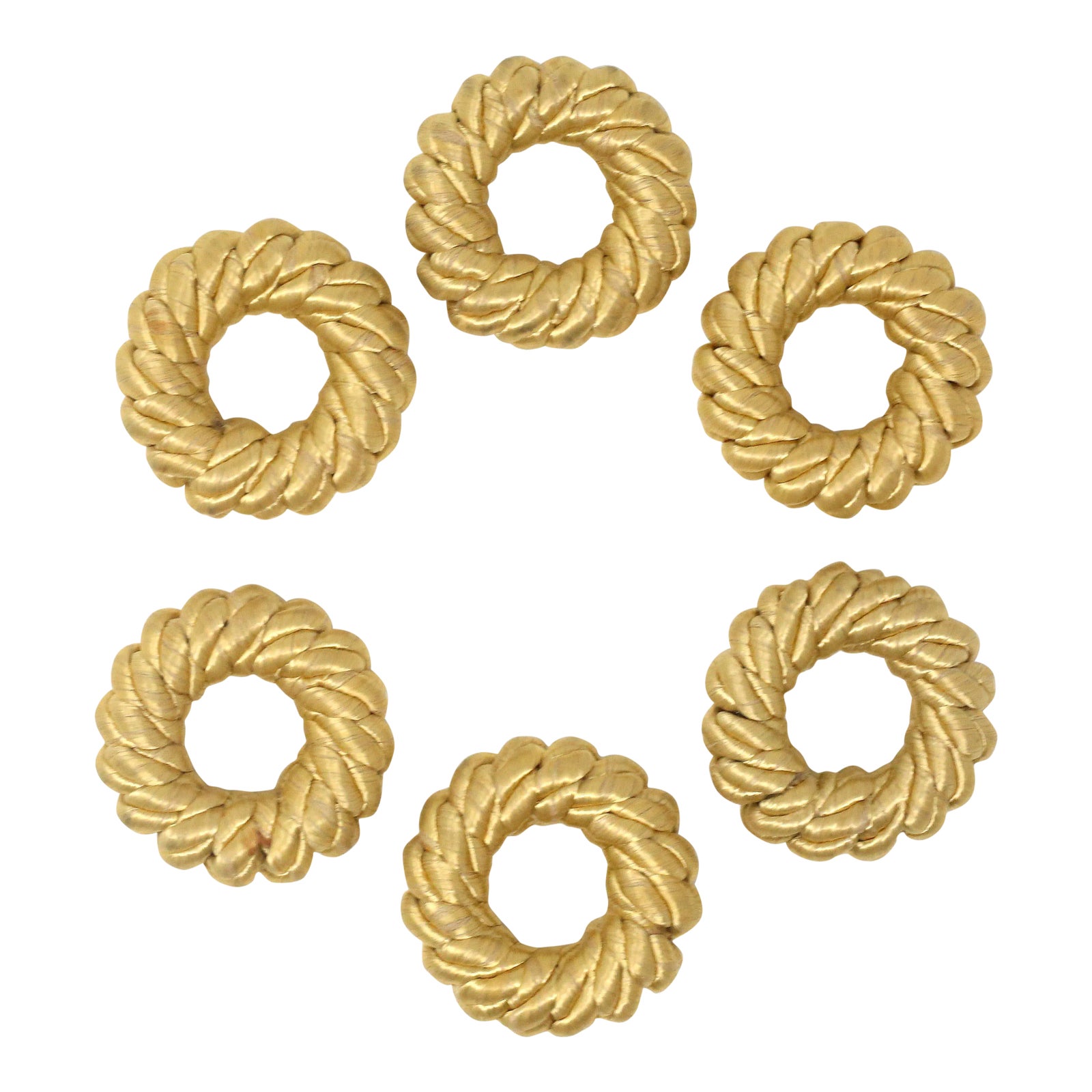 80s Vintage Gold Silk Rope Napkin Rings - Set of 6 | Chairish