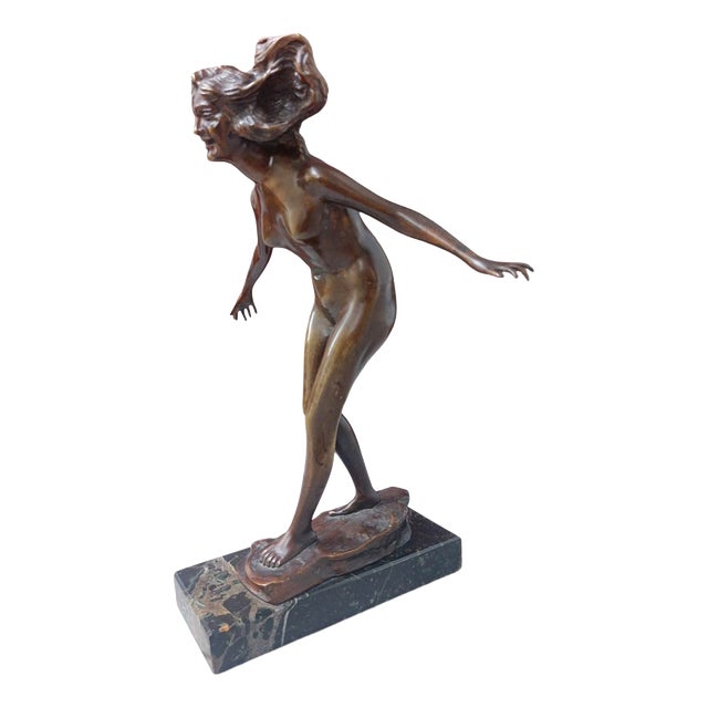 French School, Nude Sculpture, 1910, Bronze and Marble For Sale