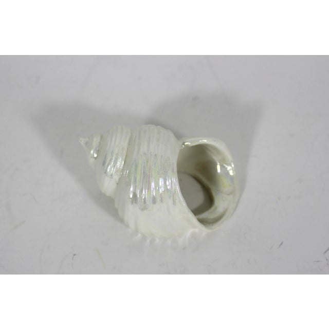 Iridescent Ceramic Snail Shell Napkin Rings- Set of 11 For Sale - Image 9 of 11