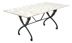 French Art Deco Period Garden Table, Marble and Iron