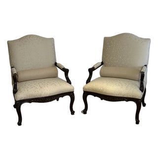 1990s Pair Custom French Bergere Chairs For Sale