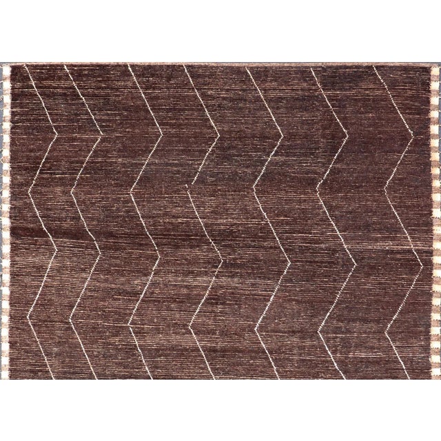 Brown Hand-Knotted Moroccan Zig-Zag Rug, 9'1" X 12'0" by Keivan Woven Arts For Sale - Image 9 of 11