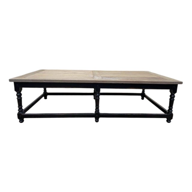Louis XV Coffee Table in Oak and Black For Sale