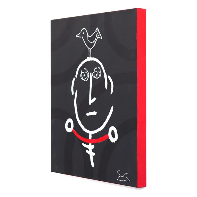 Birdhead 11 - Contemporary Quirky Figurative Mixed Media Art on Canvas Original Artwork by Soren Grau For Sale In Los Angeles - Image 6 of 9