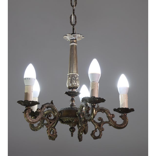 Vintage Brass Chandelier, 1960s For Sale - Image 4 of 14