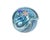 A 1979 iridescent art glass paperweight by Orient and Flume. This round paperweight features an intricate floral design...