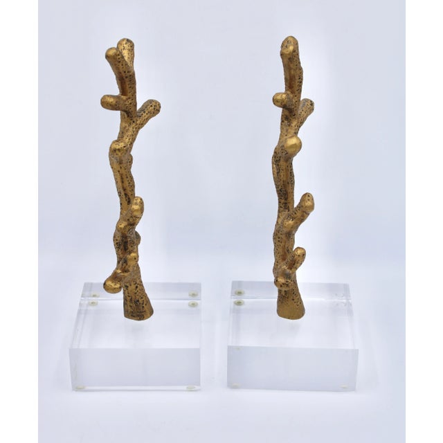 Vintage Coastal Mid Century Modern Metal Coral Reef Bookends / Mantle Decorations For Sale - Image 9 of 11