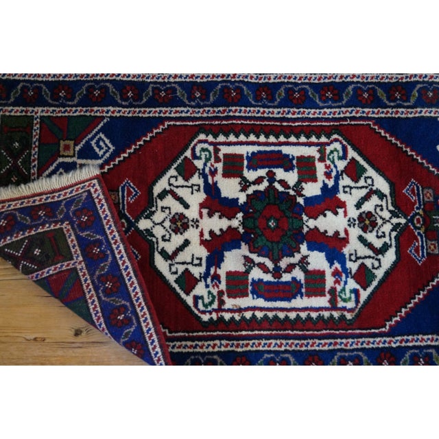 1960s Hand Knotted Blue Wool Tribal Rug - 1′11″ × 3′8″ For Sale - Image 5 of 6