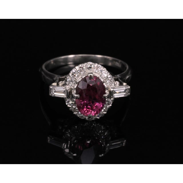 Metal Late 20th Century 1.98ct Gia Thai Untreated - No Heat Ruby & 0.49ct Diamond Platinum Ring Size 7 For Sale - Image 7 of 18