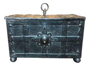 Early 17th Century Medieval Handcrafted Black Iron Coffer or Box, 1610